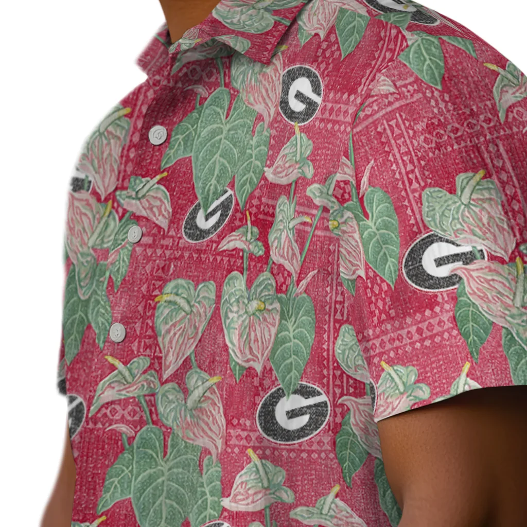 Georgia Bulldogs Hawaiian Shirt - Anthurium Overlay georgia bulldogs anthurium overlay red hawaiian shirts trendy