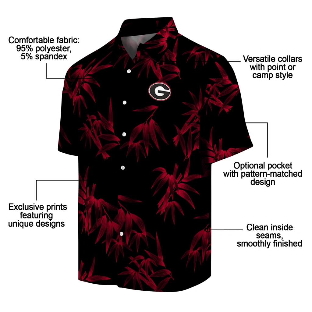 Georgia Bulldogs Hawaiian Shirt - Bamboo Branches georgia bulldogs bamboo branches red black hawaiian shirts new arrival