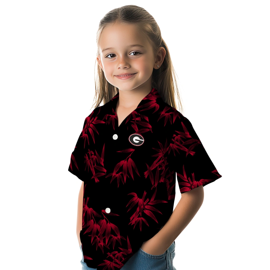 Georgia Bulldogs Hawaiian Shirt - Bamboo Branches georgia bulldogs bamboo branches red black hawaiian shirts premium grade