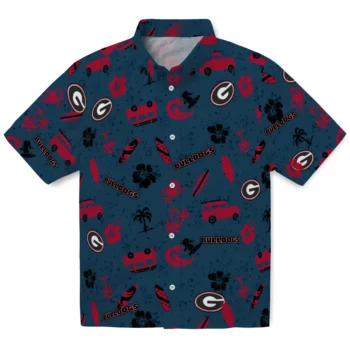 georgia bulldogs beach vibe navy hawaiian shirts best selling
