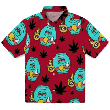 georgia bulldogs bong smile red hawaiian shirts best selling