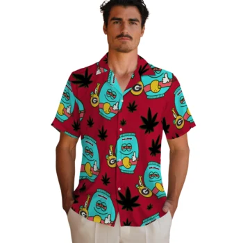 georgia bulldogs bong smile red hawaiian shirts fashion forward