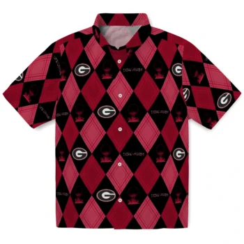 georgia bulldogs balloon plaid red hawaiian shirts best selling