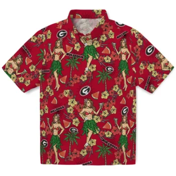 georgia bulldogs hawaiian girls design red hawaiian shirts best selling