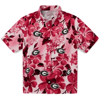 georgia bulldogs hibiscus arrangement red hawaiian shirts best selling