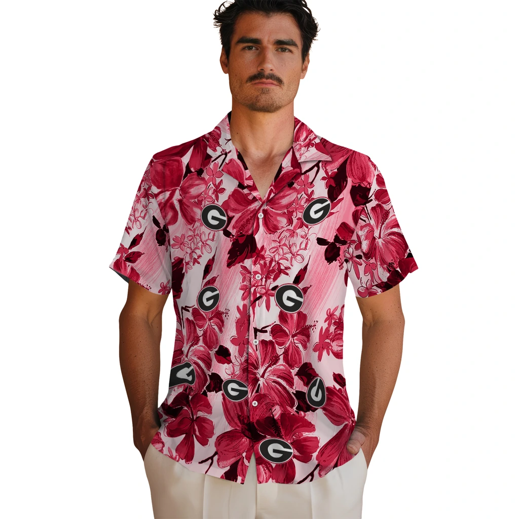 Georgia Bulldogs Hawaiian Shirt - Hibiscus Arrangement georgia bulldogs hibiscus arrangement red hawaiian shirts fashion forward