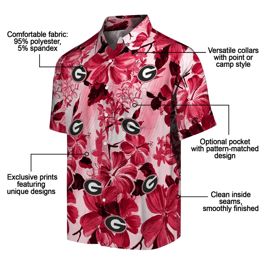Georgia Bulldogs Hawaiian Shirt - Hibiscus Arrangement georgia bulldogs hibiscus arrangement red hawaiian shirts new arrival
