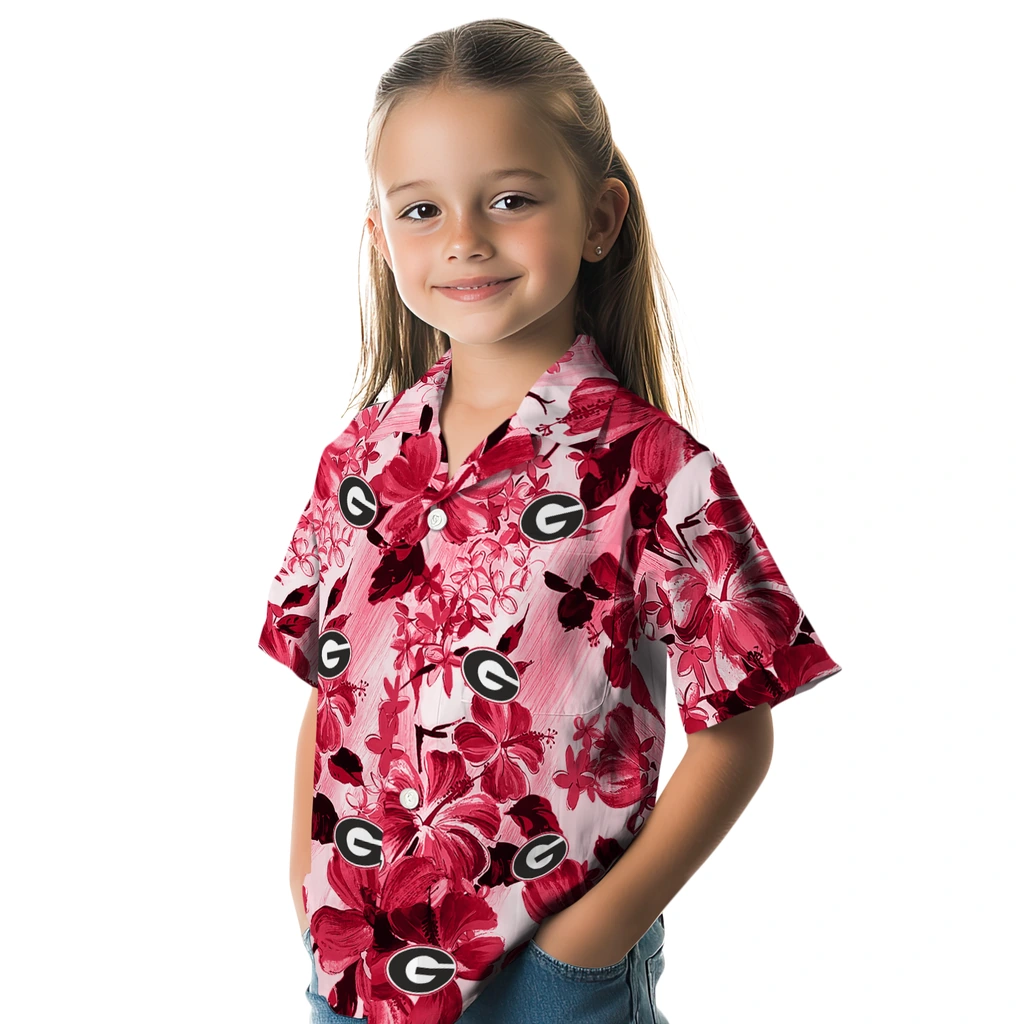 Georgia Bulldogs Hawaiian Shirt - Hibiscus Arrangement georgia bulldogs hibiscus arrangement red hawaiian shirts premium grade