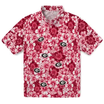 georgia bulldogs hibiscus blooms red hawaiian shirts best selling