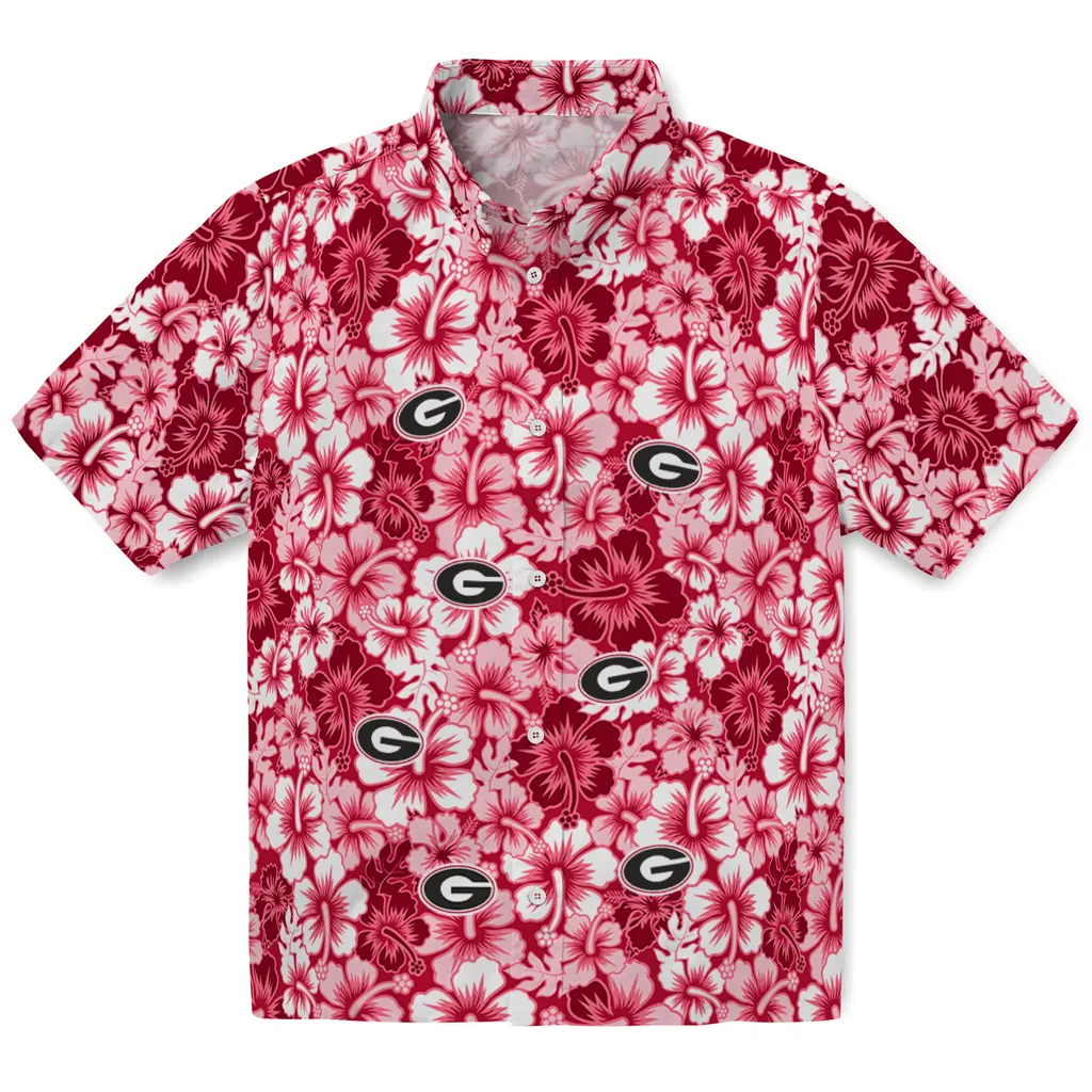 Georgia Bulldogs Hawaiian Shirt - Hibiscus Blooms georgia bulldogs hibiscus blooms red hawaiian shirts best selling