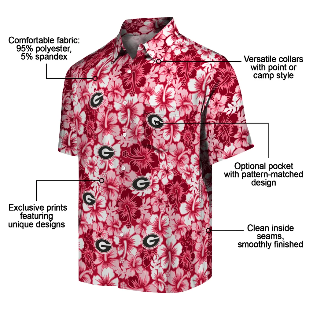 Georgia Bulldogs Hawaiian Shirt - Hibiscus Blooms georgia bulldogs hibiscus blooms red hawaiian shirts new arrival
