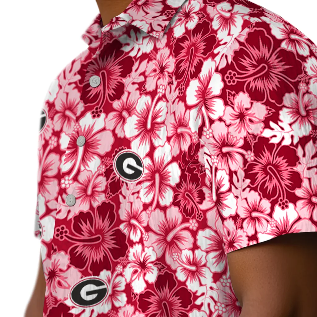 Georgia Bulldogs Hawaiian Shirt - Hibiscus Blooms georgia bulldogs hibiscus blooms red hawaiian shirts trendy
