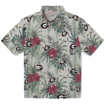 georgia bulldogs hibiscus designs beige hawaiian shirts best selling