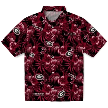 georgia bulldogs hibiscus exotic red hawaiian shirts best selling