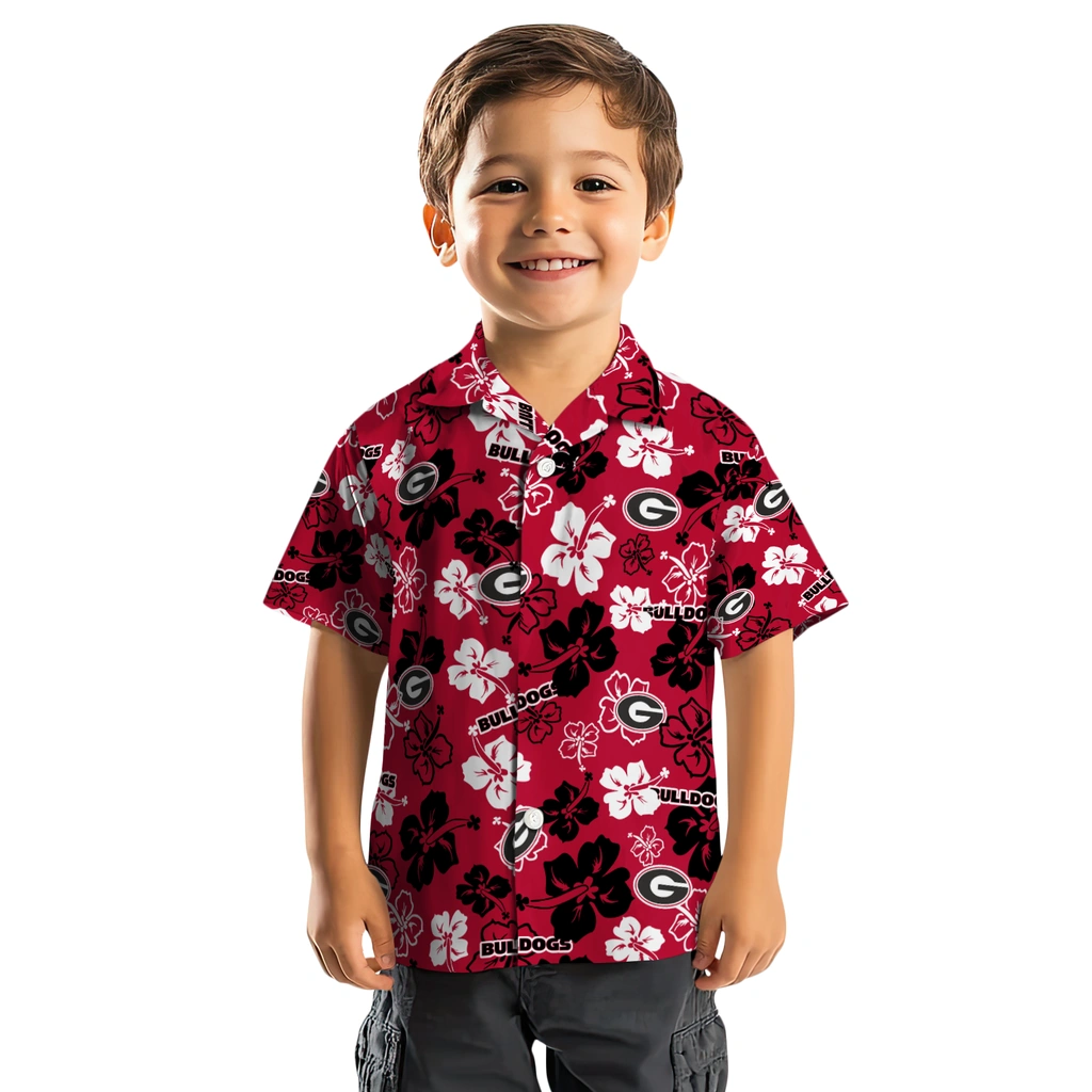Georgia Bulldogs Hawaiian Shirt - Hibiscus Flower Design georgia bulldogs hibiscus bloom red hawaiian shirts top rated
