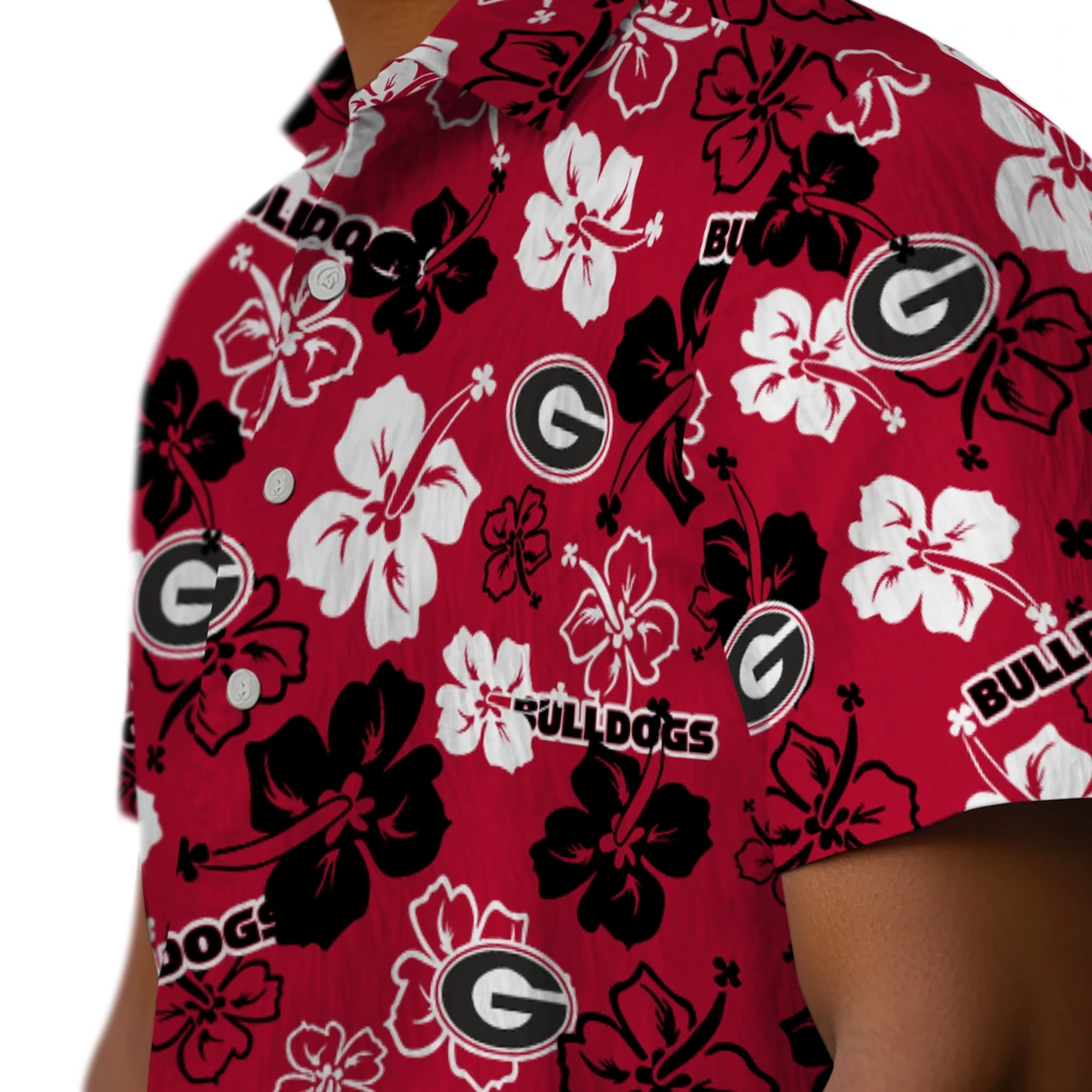 Georgia Bulldogs Hawaiian Shirt - Hibiscus Flower Design georgia bulldogs hibiscus bloom red hawaiian shirts trendy