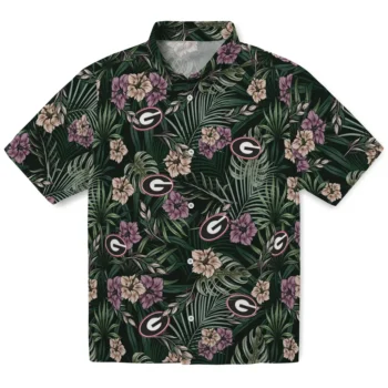 georgia bulldogs hibiscus leaves pattern green hawaiian shirts best selling