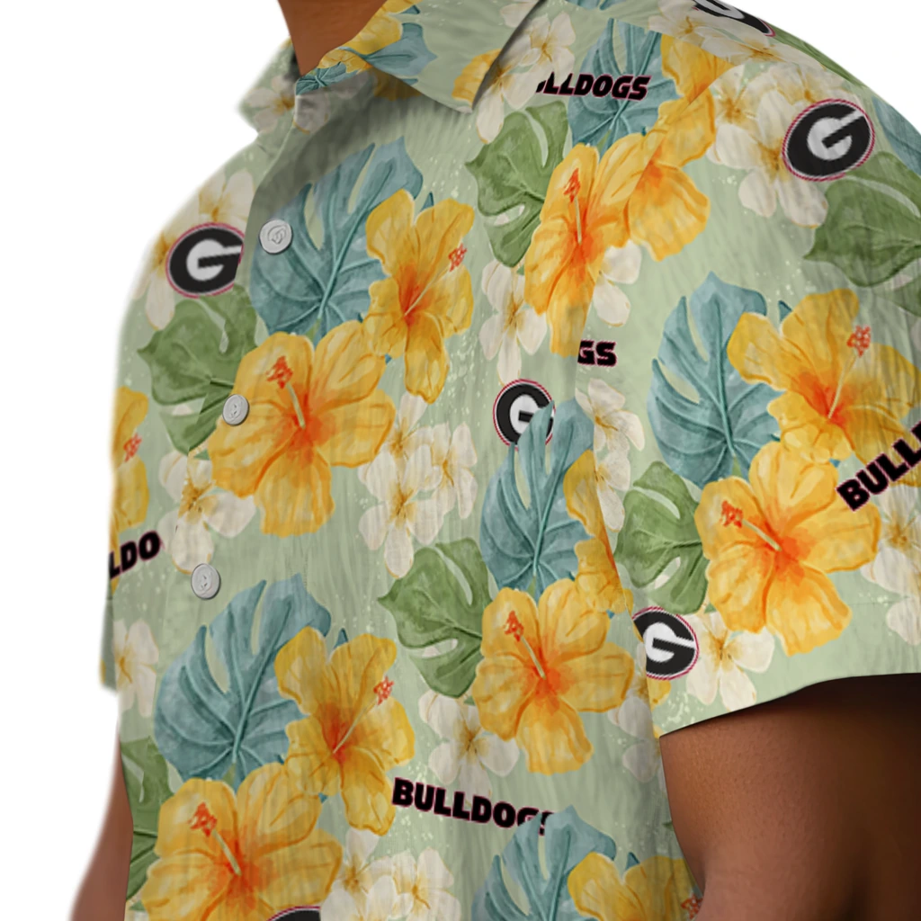 Georgia Bulldogs Hawaiian Shirt - Hibiscus Mood georgia bulldogs hibiscus mood pale lime yellow hawaiian shirts trendy
