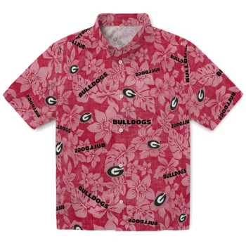georgia bulldogs hibiscus oasis red hawaiian shirts best selling