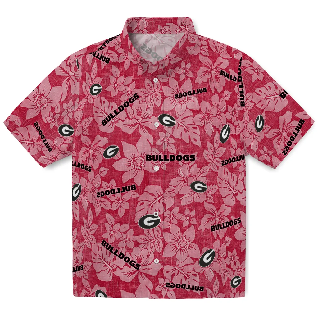 Georgia Bulldogs Hawaiian Shirt - Hibiscus Oasis georgia bulldogs hibiscus oasis red hawaiian shirts best selling