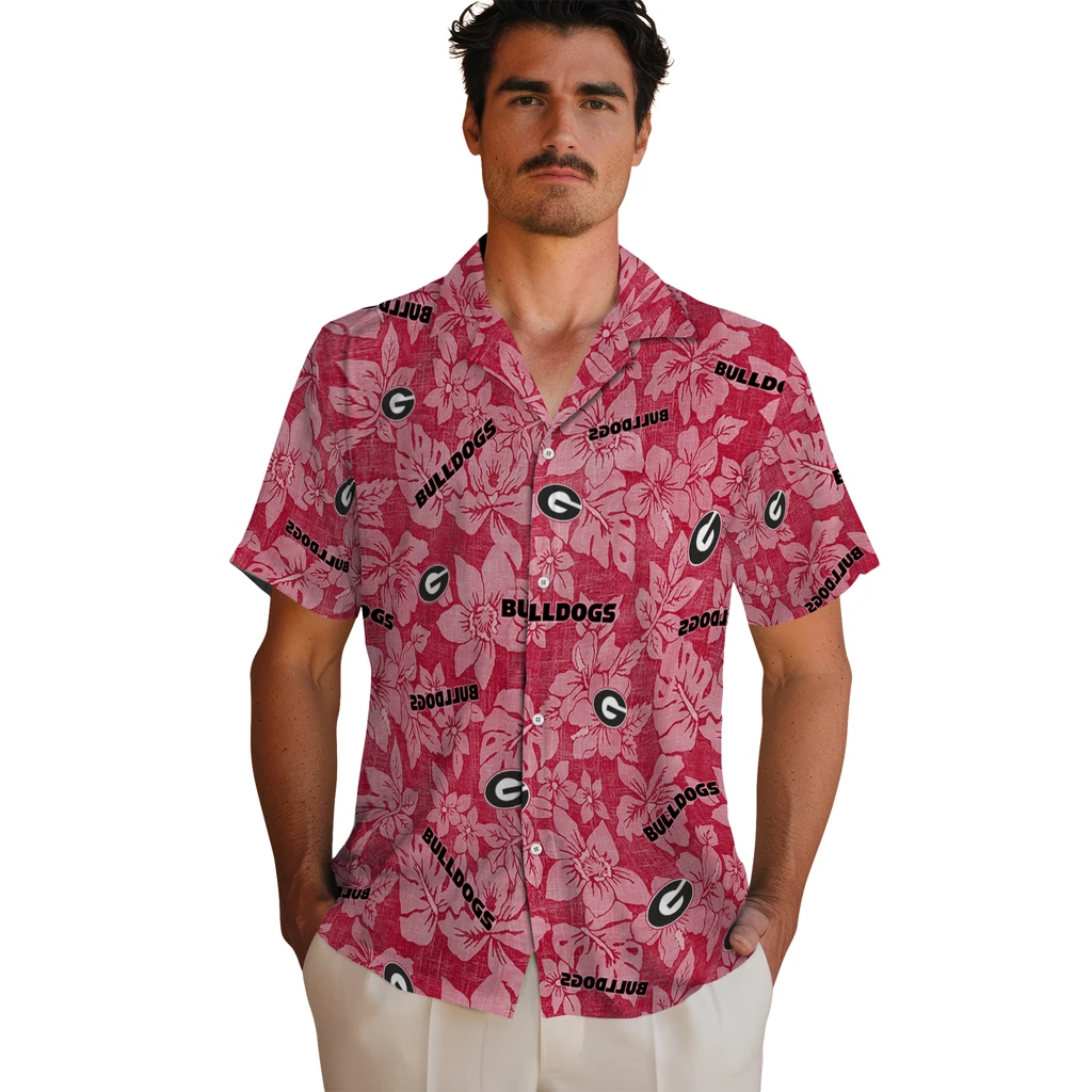 Georgia Bulldogs Hawaiian Shirt - Hibiscus Oasis georgia bulldogs hibiscus oasis red hawaiian shirts fashion forward
