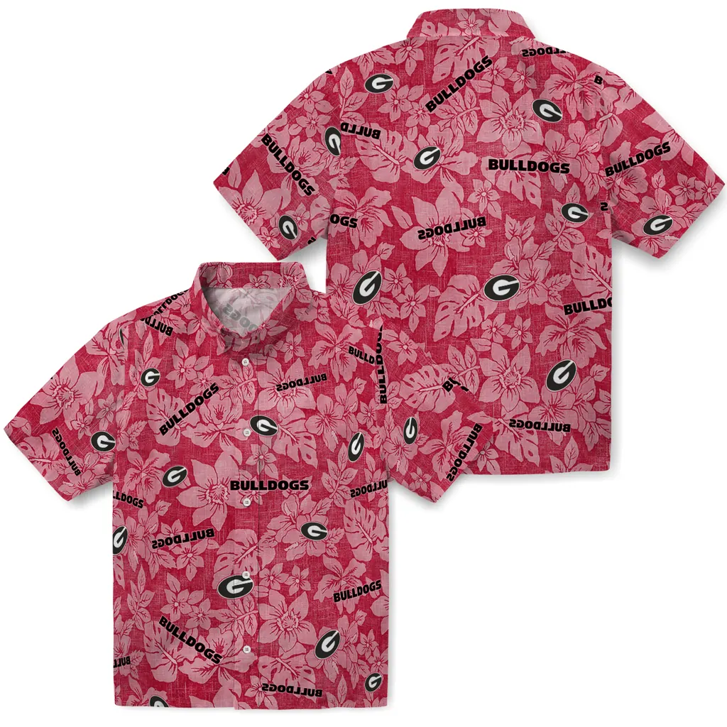 Georgia Bulldogs Hawaiian Shirt - Hibiscus Oasis georgia bulldogs hibiscus oasis red hawaiian shirts high quality