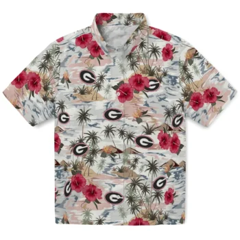 georgia bulldogs hibiscus seaside white hawaiian shirts best selling