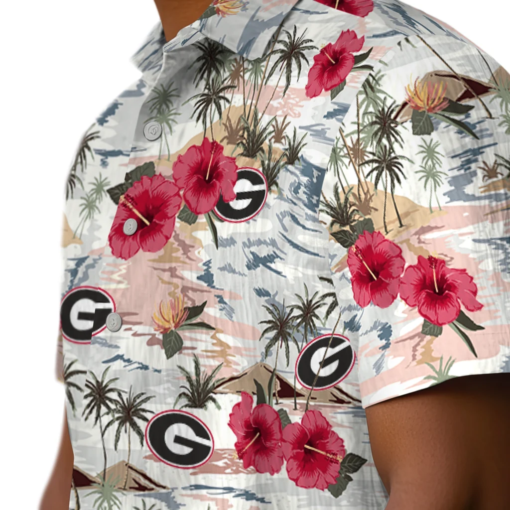 Georgia Bulldogs Hawaiian Shirt - Hibiscus Seaside georgia bulldogs hibiscus seaside white hawaiian shirts trendy