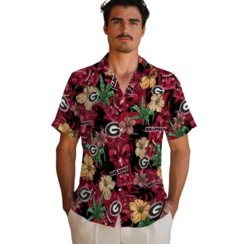 georgia bulldogs tiki jungle red hawaiian shirts fashion forward