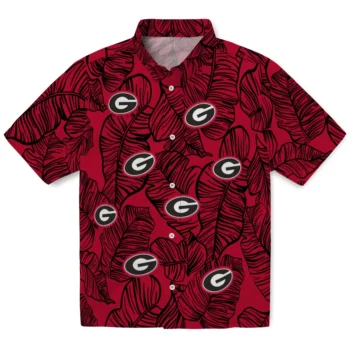 georgia bulldogs leaf outline red hawaiian shirts best selling