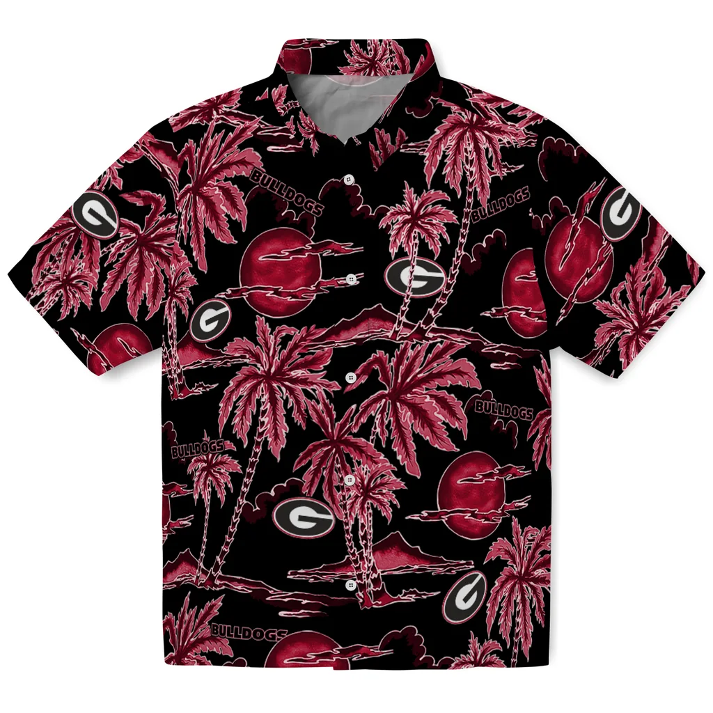 Georgia Bulldogs Hawaiian Shirt - Palm Sunset georgia bulldogs palm sunset hawaiian shirts best selling