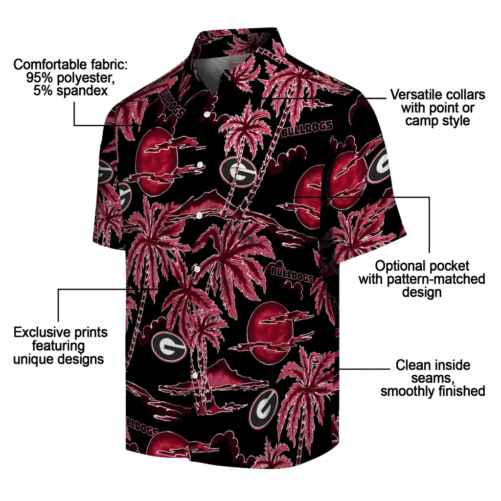 Georgia Bulldogs Hawaiian Shirt - Palm Sunset georgia bulldogs palm sunset hawaiian shirts new arrival