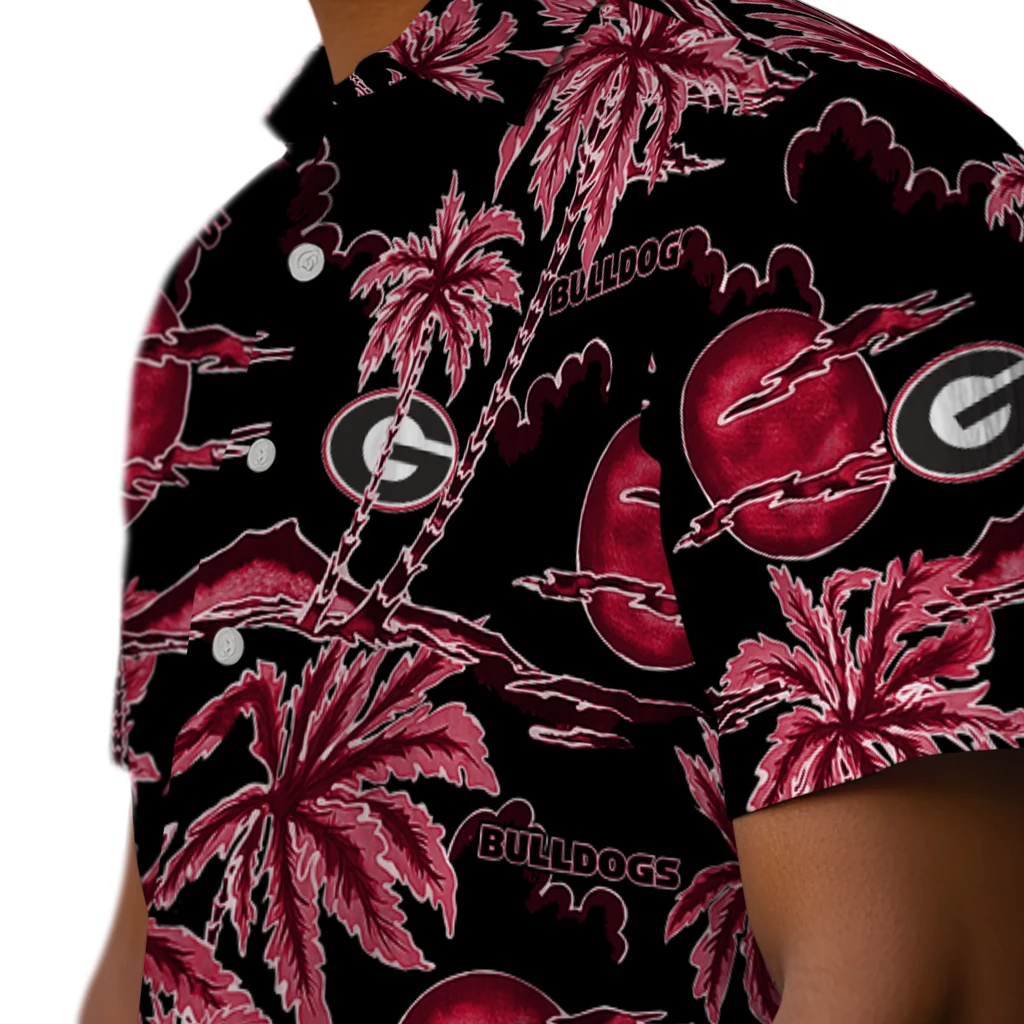 Georgia Bulldogs Hawaiian Shirt - Palm Sunset georgia bulldogs palm sunset hawaiian shirts trendy