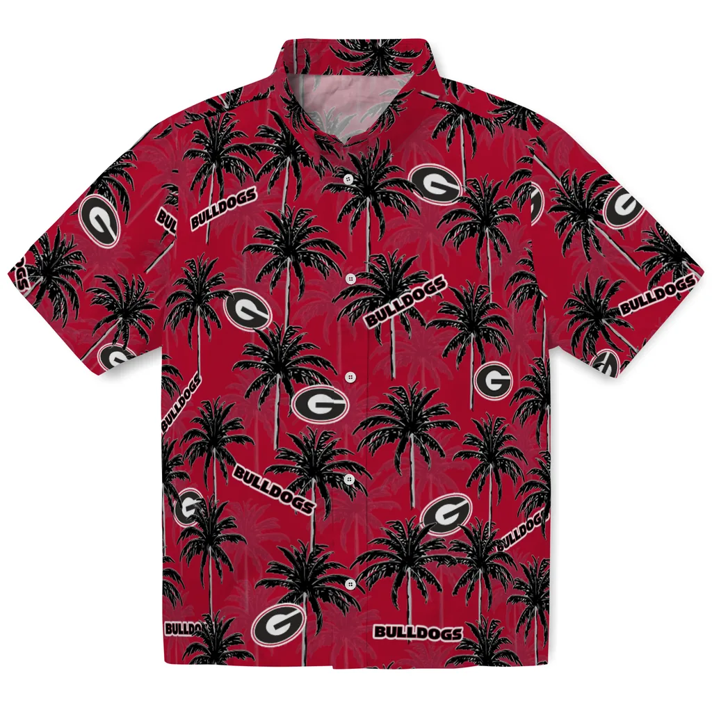Georgia Bulldogs Hawaiian Shirt - Palm Tree Motif georgia bulldogs palm grove red hawaiian shirts best selling