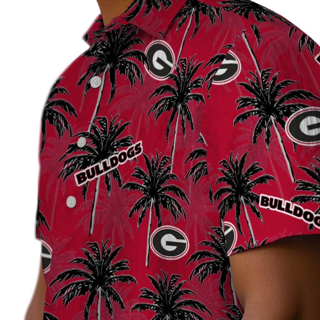 Georgia Bulldogs Hawaiian Shirt - Palm Tree Motif georgia bulldogs palm grove red hawaiian shirts trendy