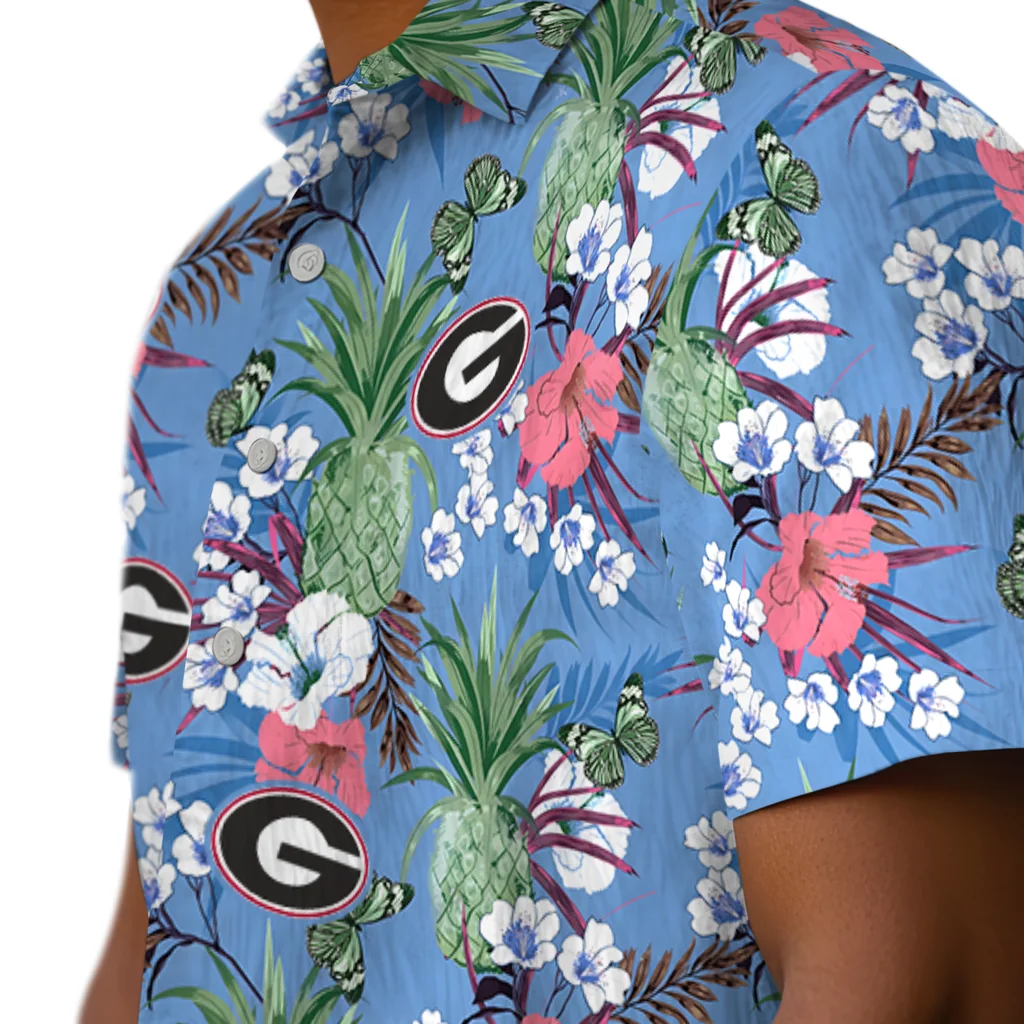 Georgia Bulldogs Hawaiian Shirt - Pineapple Bouquet georgia bulldogs pineapple bouquet best sky blue hawaiian shirts trendy