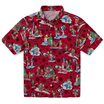 georgia bulldogs simpsons christmas red hawaiian shirts best selling