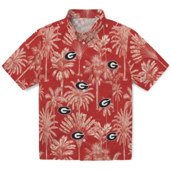 georgia bulldogs palm shadows red hawaiian shirts best selling