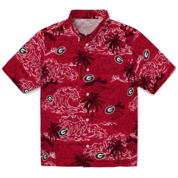 georgia bulldogs wave palm red hawaiian shirts best selling