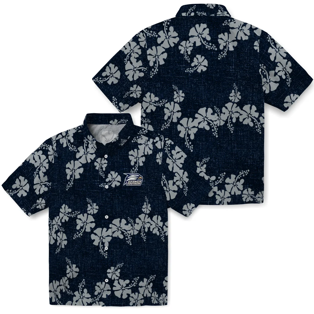 Georgia Southern Eagles Hawaiian Shirt - 50th State Flower georgia southern eagles hibiscus petals blue hawaiian shirts high quality