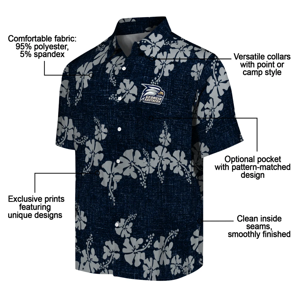 Georgia Southern Eagles Hawaiian Shirt - 50th State Flower georgia southern eagles hibiscus petals blue hawaiian shirts new arrival