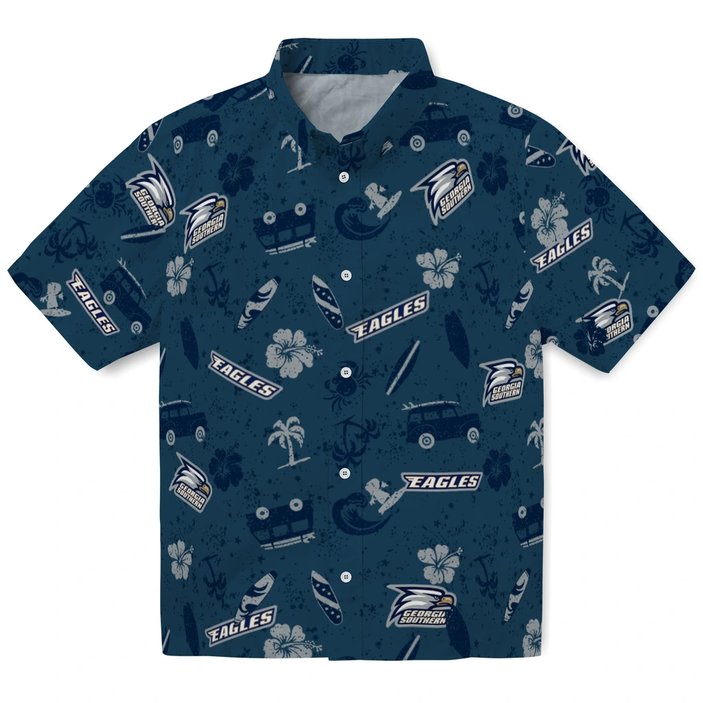 Georgia Southern Eagles Hawaiian Shirt - Beach Vibe georgia southern eagles beach vibe navy hawaiian shirts best selling