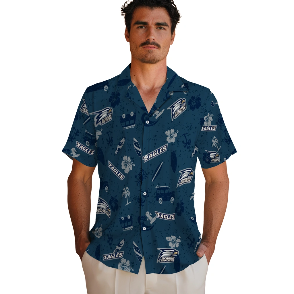 Georgia Southern Eagles Hawaiian Shirt - Beach Vibe georgia southern eagles beach vibe navy hawaiian shirts fashion forward