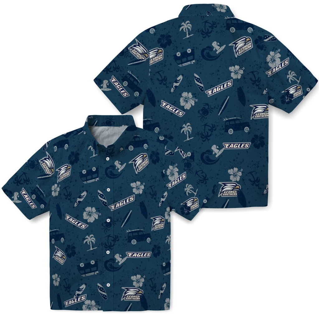Georgia Southern Eagles Hawaiian Shirt - Beach Vibe georgia southern eagles beach vibe navy hawaiian shirts high quality