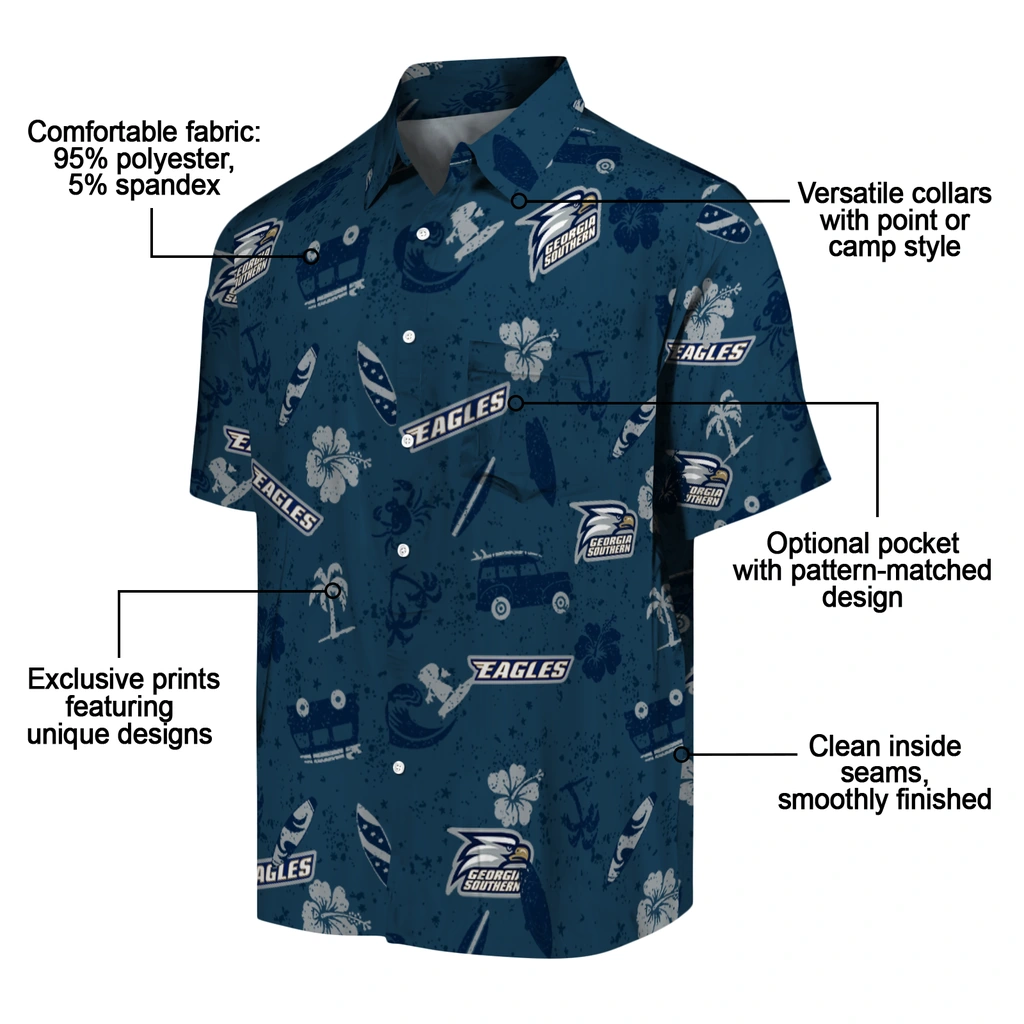 Georgia Southern Eagles Hawaiian Shirt - Beach Vibe georgia southern eagles beach vibe navy hawaiian shirts new arrival