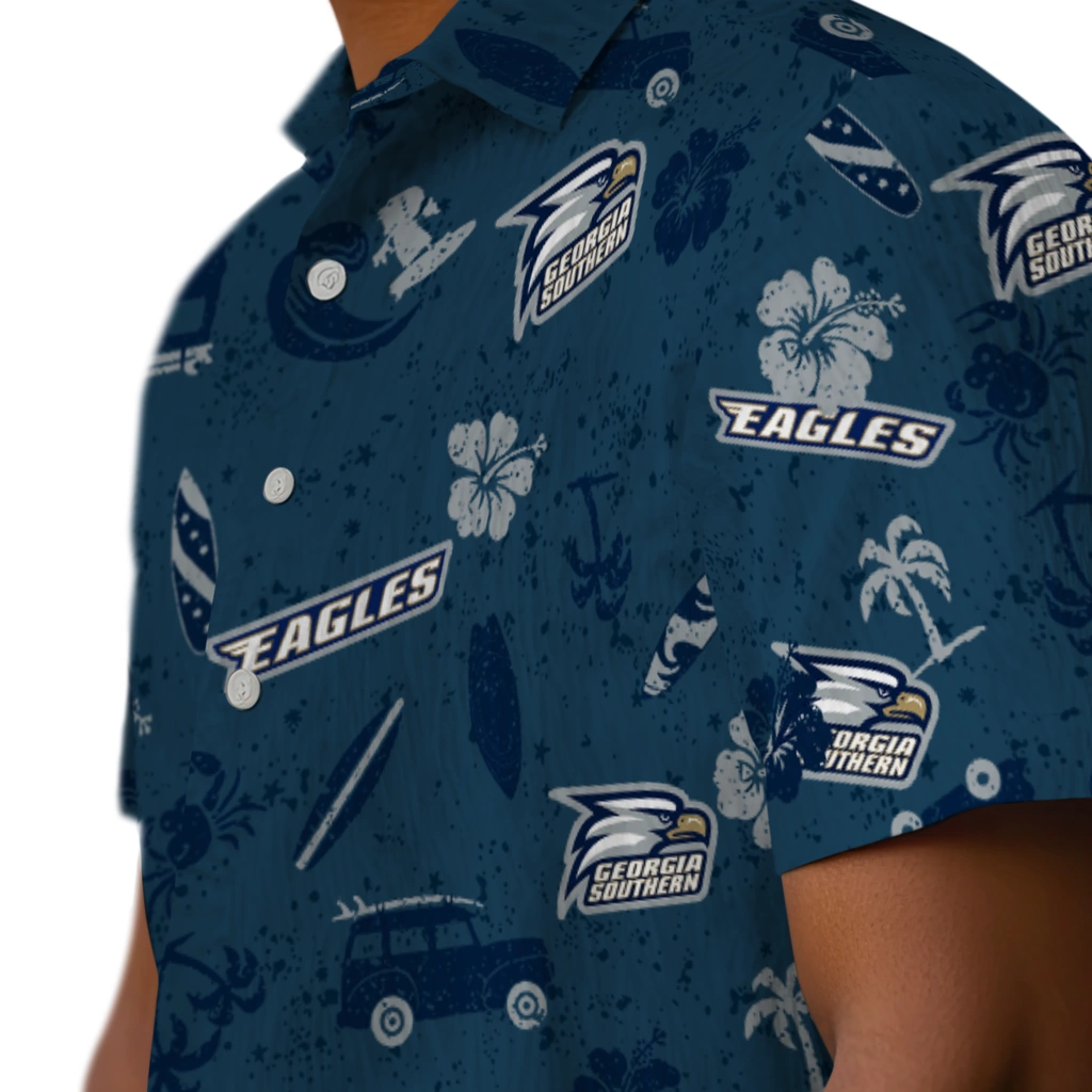 Georgia Southern Eagles Hawaiian Shirt - Beach Vibe georgia southern eagles beach vibe navy hawaiian shirts trendy