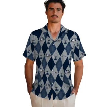 georgia southern eagles balloon plaid blue hawaiian shirts fashion forward