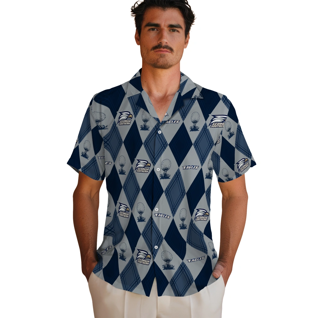 Georgia Southern Eagles Hawaiian Shirt - Golfing Plaid georgia southern eagles balloon plaid blue hawaiian shirts fashion forward