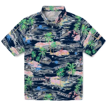 georgia southern eagles flamingo retreat blue hawaiian shirts best selling