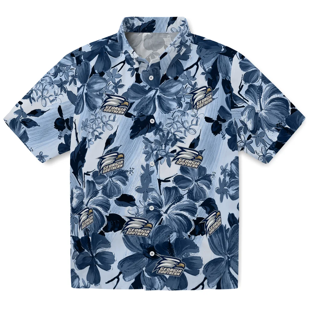 Georgia Southern Eagles Hawaiian Shirt - Hibiscus Arrangement georgia southern eagles hibiscus arrangement blue hawaiian shirts best selling